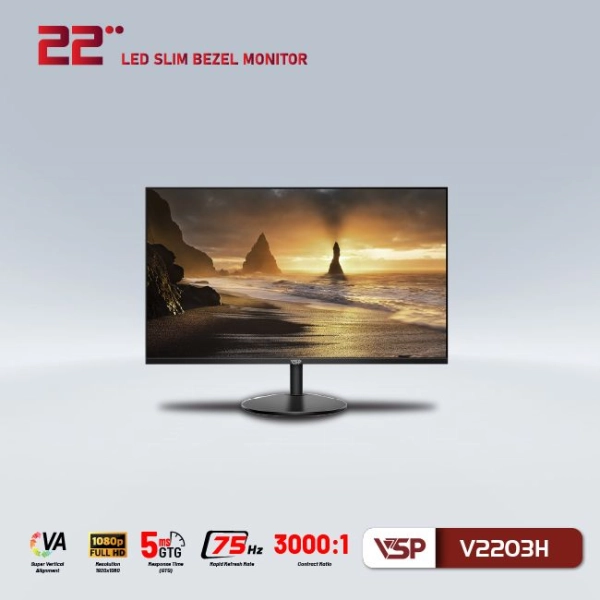 Màn hình máy tính LCD VSP V2203H | 21.5 inch/Full HD/Tấm nền VA/75Hz Chính Hãng